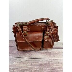 Vintage Strade Fiorentine Brown Genuine Leather Unisex Messenger Italy